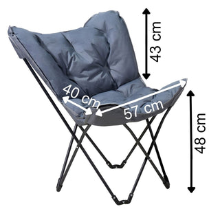 Grey Padded Butterfly Folding Camping Chair and Table Set, Outdoor Furniture