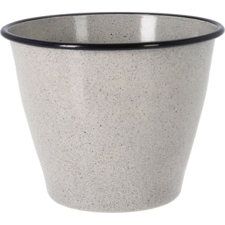 Grey Speckled Metal Plant Pot 17cm Round Reactive Glaze Effect Outdoor Garden Planter
