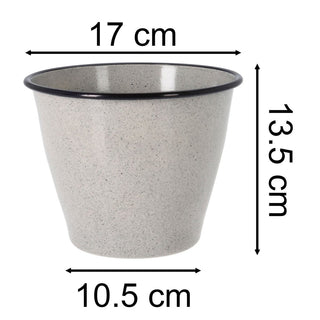 Grey Speckled Metal Plant Pot 17cm Round Reactive Glaze Effect Outdoor Garden Planter