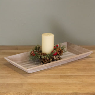 Grey Wash Wooden Tray | Rustic Display for Candles, Jewellery & Decor - 40x20cm