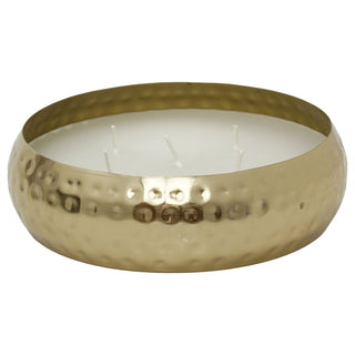 Hammered Gold 5 Wick Candle In Metal Holder, Unscented White Wax, 17.5 cm
