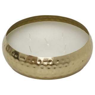 Hammered Gold 5 Wick Candle In Metal Holder, Unscented White Wax, 17.5 cm