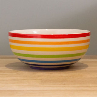 Hand - painted Rainbow Bowl | Round Ceramic Kitchen Cereal Bowl Serving Bowl