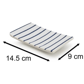 Harbour Stripe Ceramic Soap Dish | Nautical Bathroom Soap Bar Storage Holder