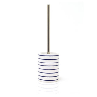 Harbour Stripe Toilet Brush & Holder | Nautical Ceramic Loo Brush Holder & Brush