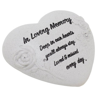 Heart Memorial Ornament, 14cm Stone Effect Indoor Outdoor Sympathy Gift