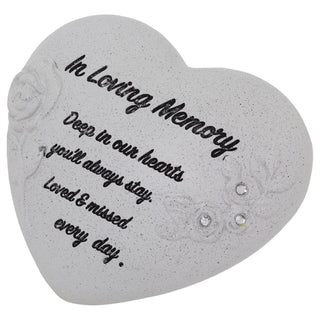 Heart Memorial Ornament, 14cm Stone Effect Indoor Outdoor Sympathy Gift