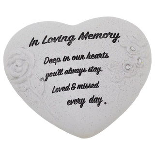 Heart Memorial Ornament, 14cm Stone Effect Indoor Outdoor Sympathy Gift