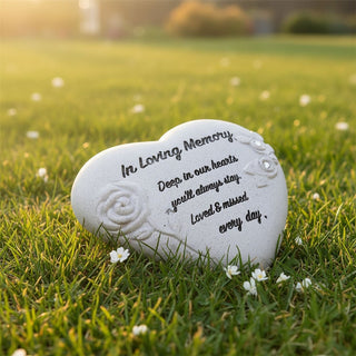 Heart Memorial Ornament, 14cm Stone Effect Indoor Outdoor Sympathy Gift
