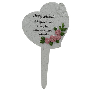 Heart Memorial Plaque, 20cm Stone Effect Resin Remembrance Plaque