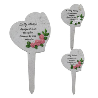 Heart Memorial Plaque, 20cm Stone Effect Resin Remembrance Plaque