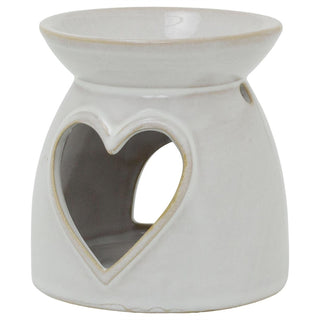 Heart Oil Burner, 10cm Ceramic Tealight Wax Melt and Essential Oil Burner