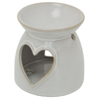 Heart Oil Burner, 10cm Ceramic Tealight Wax Melt and Essential Oil Burner