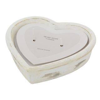Heart Shaped Cement Candle | Rustic Whitewashed Dual Wick Candle in Cement Pot