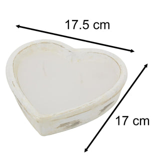 Heart Shaped Cement Candle | Rustic Whitewashed Dual Wick Candle in Cement Pot