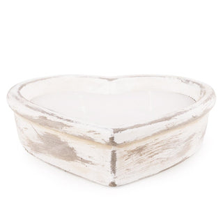 Heart Shaped Cement Candle | Rustic Whitewashed Dual Wick Candle in Cement Pot