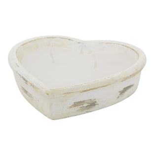 Heart Shaped Cement Candle | Rustic Whitewashed Dual Wick Candle in Cement Pot