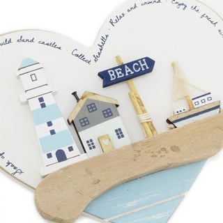 Heart - Shaped Seashore Plaque | Decorative Nautical Wall Art Beach Sign - 16cm