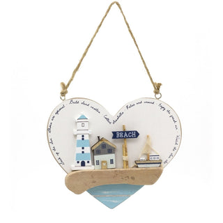 Heart - Shaped Seashore Plaque | Decorative Nautical Wall Art Beach Sign - 16cm