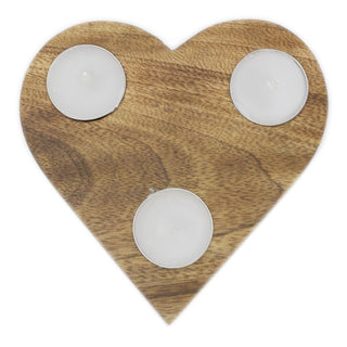 Heart - shaped Wooden Triple Tealight Holder With Votive Candles for Wedding Decor