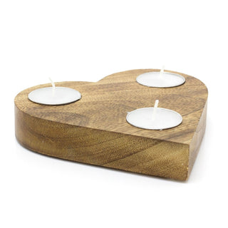 Heart - shaped Wooden Triple Tealight Holder With Votive Candles for Wedding Decor
