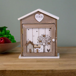 Hearts & Houses Wooden Egg House Holder | Kitchen Egg Rack House For Six Eggs