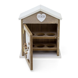 Hearts & Houses Wooden Egg House Holder | Kitchen Egg Rack House For Six Eggs