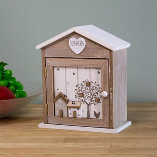 Hearts & Houses Wooden Egg House Holder | Kitchen Egg Rack House For Six Eggs