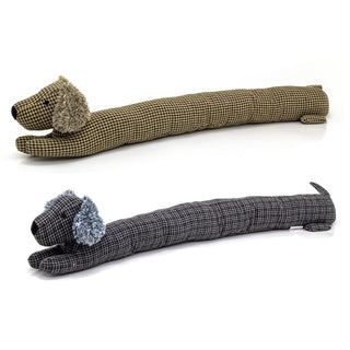 Herringbone Dachshund Draught Excluder | Fabric Sausage Dog Draft Excluder 88cm