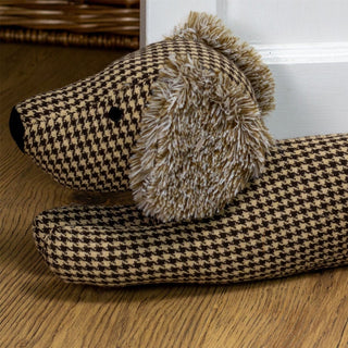 Herringbone Dachshund Draught Excluder | Fabric Sausage Dog Draft Excluder 88cm