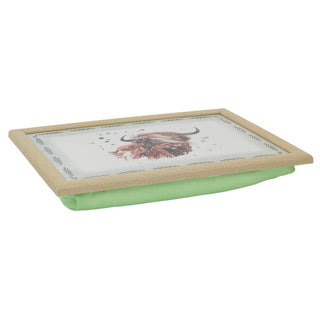 Highland Cow Lap Tray with Cushion, 42cm Bean Bag Cushioned Padded Laptray