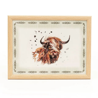 Highland Cow Lap Tray with Cushion, 42cm Bean Bag Cushioned Padded Laptray