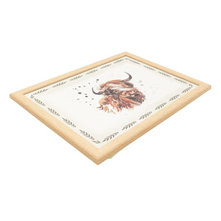 Highland Cow Lap Tray with Cushion, 42cm Bean Bag Cushioned Padded Laptray