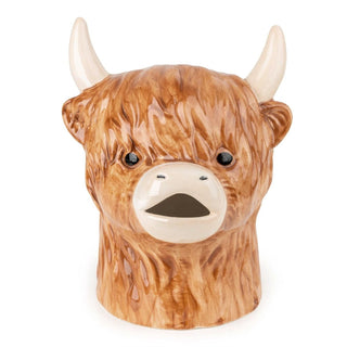 Highland Cow Milk Jug, 19.5cm Ceramic 3D Cow Pitcher, 320ml Farmhouse Cream Jug