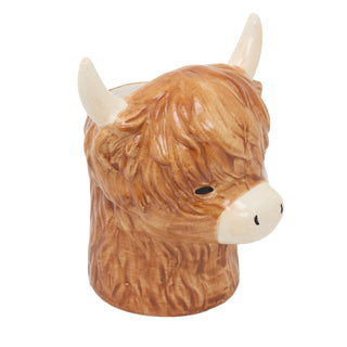 Highland Cow Utensil Holder, 18cm Ceramic 3D Kitchen Utensil Jar Storage Pot