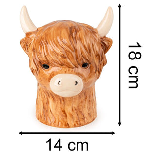 Highland Cow Utensil Holder, 18cm Ceramic 3D Kitchen Utensil Jar Storage Pot