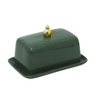 Historic Royal Palaces Butter Dish, 11x17cm Green Ceramic Butter Dish with Lid