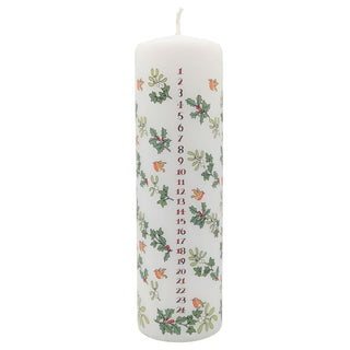 Holly and the Ivy Advent Pillar Candle | Christmas Advent Calendar Candle - 20cm
