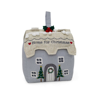 Home for Christmas Cottage Doorstop | Festive Fabric House Door Stop - 21cm