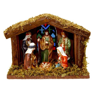 Illuminated Christmas Nativity Scene - Battery Operated Light Up LED Nativity Stable and Figurines Set