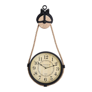 Industrial French Style Clock On Pulley | Rustic Paris Metal Hanging Wall Clock