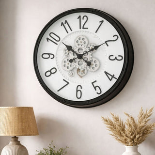 Industrial Moving Gear Wall Clock, 50cm Round Steampunk Wall Mounted Clock