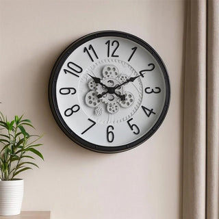Industrial Moving Gear Wall Clock, 50cm Round Steampunk Wall Mounted Clock