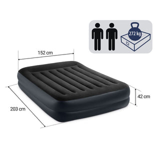 Intex Airbed With Built - In Pump | Dura - Beam Plus Pillow Rest Air Bed - 203x152cm
