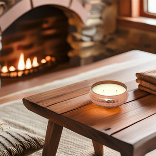 Iris Romance Scented Candle | 2 - Wick Candle in Hammered Metal Bowl - 10cm