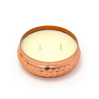 Iris Romance Scented Candle | 2 - Wick Candle in Hammered Metal Bowl - 10cm