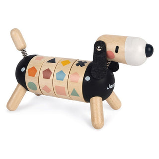 Janod Rotating Dog Wooden Early Learning Toy | Match Shapes & Colours | Age 2+