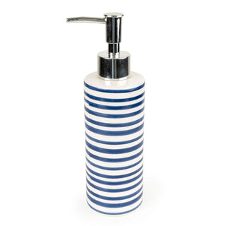 Jeff Banks Ceramic Soap Dispenser, 21cm Blue & White Stripes Hand Wash Dispenser