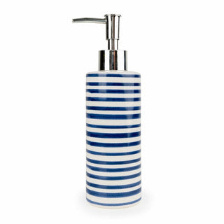 Jeff Banks Ceramic Soap Dispenser, 21cm Blue & White Stripes Hand Wash Dispenser