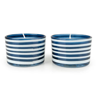 Jeff Banks Set of 2 Candles | Blue and White Striped Nautical Candle Gift Set